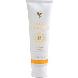 Aloe Sunscreen Creme - Strong, waterproof formula that moisturizes skin with aloe vera gel and an SPF of 30.